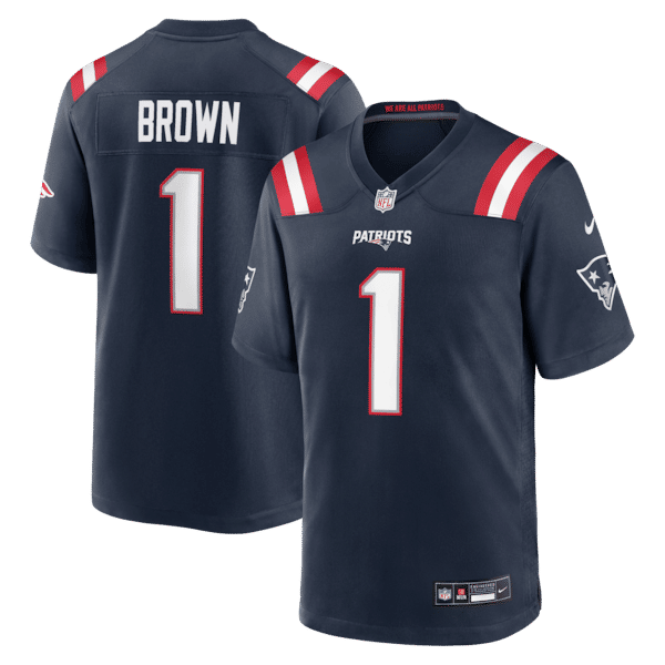 Custom A.J. Brown New England Patriots Game Jersey Navy
