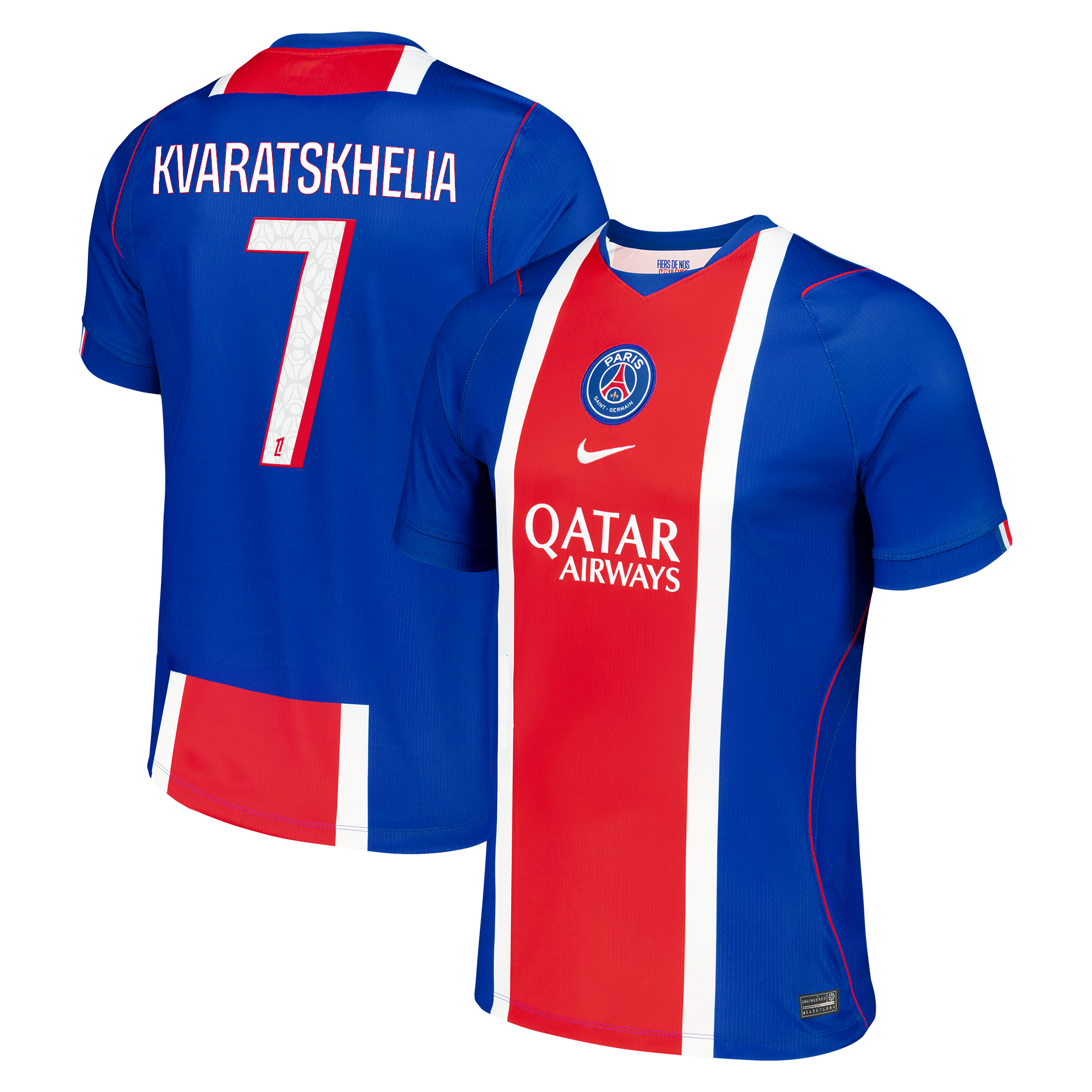 Official Khvicha Kvaratskhelia Paris Saint-Germain Custom 2026/27 Home Stadium Replica Jersey - Blue - Jersey Teams World