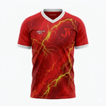 JERSEY INTL (JI) Branded Crimson Fuse Red Soccer Jersey - Volt Yellow & Neon Graphic - Adult Performance Football Shirt