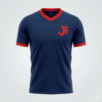 JERSEY INTL (JI) Branded Men’s Navy & Red Performance Soccer Jersey – Adult Short-Sleeve Football Shirt