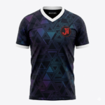 JERSEY INTL (JI) Branded Spectrum Iridescent Geometric Mosaic Soccer Jersey - Obsidian Black & White - Adult Football Shirt