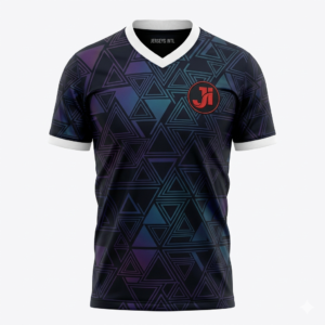 JERSEY INTL (JI) Branded Spectrum Iridescent Geometric Mosaic Soccer Jersey - Obsidian Black & White - Adult Football Shirt